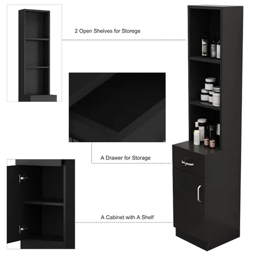 Miniatura 3 de Paddie Estaciones de peluquería de montaje en pared para estilista, juego de equipos de peluquería para estilista, muebles de spa de belleza