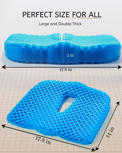 Miniatura 7 de Cojín de gel para asiento de larga duración, cojín de gel para aliviar la presión, suave y transpirable, cojín de silla para silla de oficina, Azul