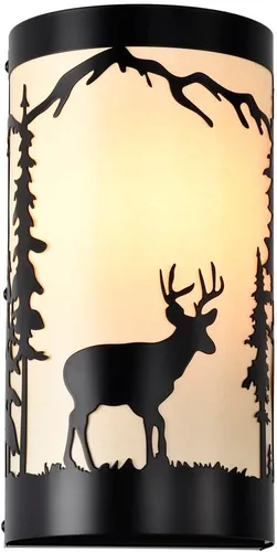 Miniatura 12 de Aplique de pared, apliques de pared de pergamino crema de metal de oso de granja, juego de dos, apliques de pared rústicos negros mate, apliques
