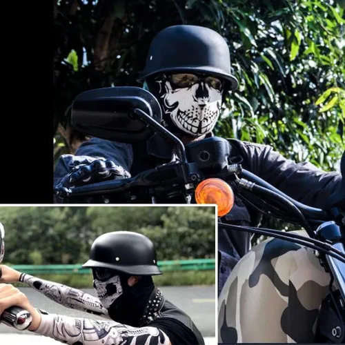 Miniatura 5 de Medio casco alemán, para adultos, de verano, hecho a mano, estilo vintage, casco, casco de motocicleta, scooter, casco genial para hombres y mujeres