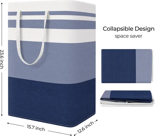 Miniatura 2 de StorageRight Cesta de lavandería plegable grande con asas de fácil transporte, cestas de ropa independientes para lavandería, dormitorio, ropa, Azul