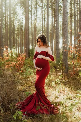Miniatura 7 de Saslax - Vestido de maternidad sin mangas, ajustado al hombro, sin mangas, para fotografía