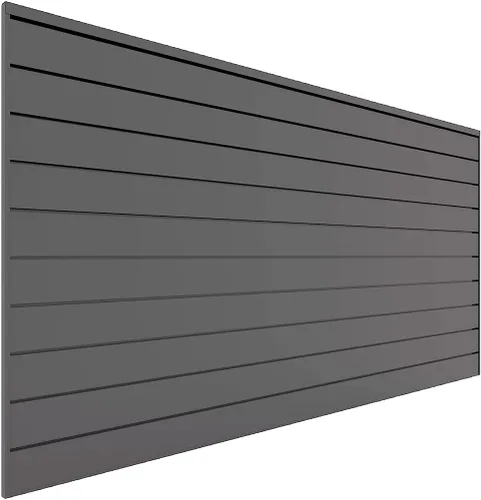 Miniatura 7 de Proslat 88109 Organizador de Garaje de Pared Ranurada de PVC Resistente, Sección de 8 Pies por 4 Pies, Arenisca