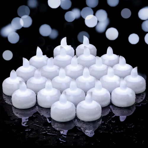 Miniatura 16 de Paquete de 36 velas de té sin llama de 1.5 x 1.8 pulgadas, funcionan con pilas, velas votivas LED parpadeantes, velas falsas eléctricas parpadeantes