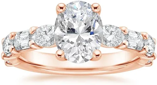 Miniatura 5 de IGI - Anillo de compromiso de diamantes de talla excelente ovalada blanca de 2.50 quilates con diamantes de laboratorio creados en laboratorio