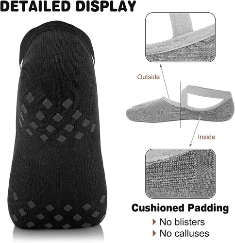 Miniatura 3 de Calcetines de yoga con empuñaduras para mujer calcetines antideslizantes para barra pura ballet baile entrenamiento hospital