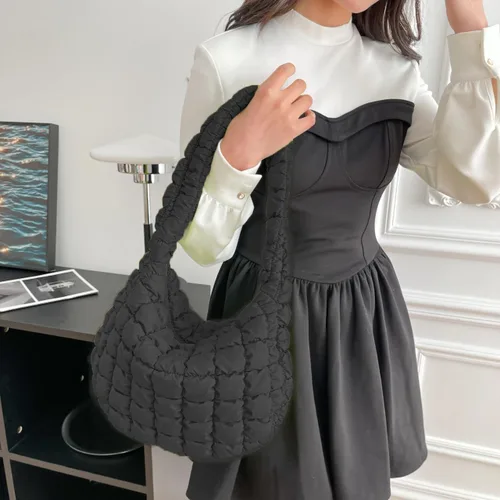 Miniatura 5 de Bolsa de mano acolchada para mujer, bolsa grande acolchada suave, ligera, acolchada, bolsa de hombro, bolsa Hobo