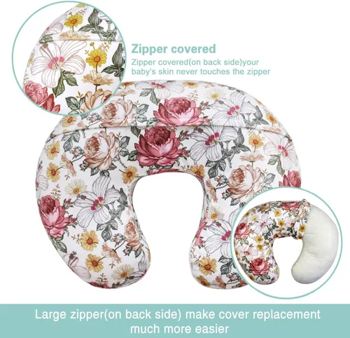 Miniatura 3 de Minky - Funda de almohada para lactancia materna, en forma de U, para bebé, niño y niña, solo funda (flora)