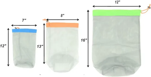 Miniatura 8 de Alemon Bolsas ligeras de malla transparente, bolsa de almacenamiento de nailon con cordón para camping, viajes, senderismo, juego de 3