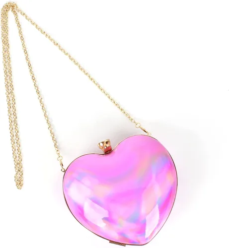 Miniatura 6 de Goclothod Bolso de mano de cuero con forma de corazón con purpurina para mujer