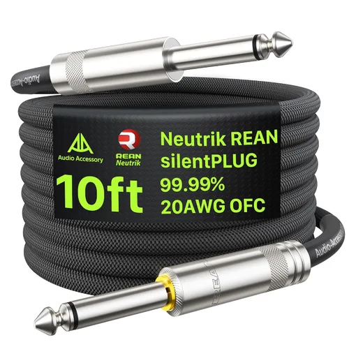 Miniatura 14 de AA AUDIO ACCESSORY Cable de Guitarra Silenciosa 6.6 pies, Neutrik REAN silentPLUG, Nylon Trenzado Reforzado con Kevlar Anti-Enredos, Silenciamiento