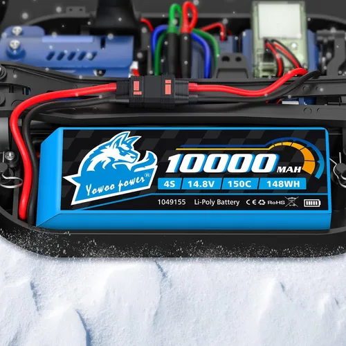 Miniatura 6 de Yowoo - Batería Lipo 4S de 10000 mAh, 14.8 V, 150C, conector QS8, batería de grafeno Lipo con placas de metal compatible con modelos Xmaxx RC Car
