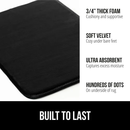 Miniatura 3 de GORILLA GRIP Tapete de Baño de Espuma Viscoelástica, Tapetes de Baño de Terciopelo Suave y Absorbente, Puntos Duraderos en la Parte Inferior, Negro