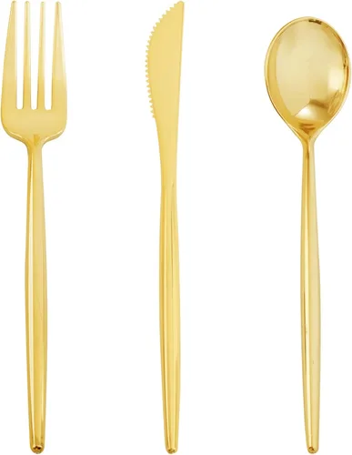 Miniatura 15 de Supernal 180 cubiertos de plástico resistentes color marfil, cubiertos desechables de color beige para fiestas, incluye 60 tenedores, 60 tejidos, 60