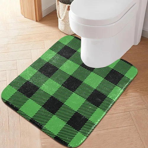 Miniatura 25 de Tapete de baño a cuadros negros y morados, suave, absorbente, lavable, tapete de baño para suelo de baño, tapete de baño antideslizante para baño