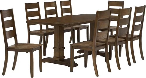 Crosley Furniture Joanna - Juego de mesa de comedor moderna de 9 piezas para 8 personas con sillas de espalda cruzada, roble oscuro