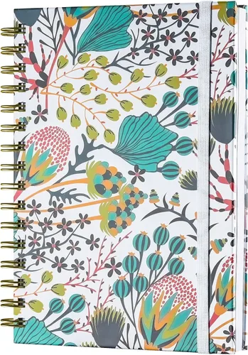 Miniatura 13 de Cuaderno de espiral, diario rayado A5 para mujer, diario en espiral de tapa dura con 2 bolsillos, cuadernos con rayas universitarias, lindo cuaderno