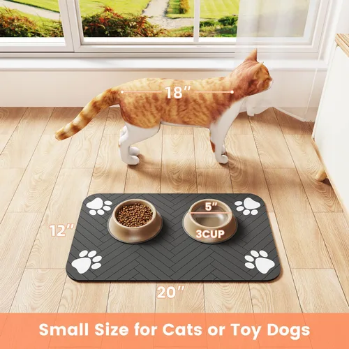 Miniatura 7 de Alfombrilla de alimentación para mascotas, mantel individual absorbente para tazón de comida y agua, con base de goma impermeable, de secado rápido