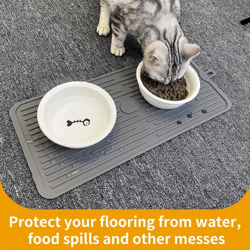 Miniatura 5 de Ptlom Mantel individual para mascotas para perros y gatos, tapete para evitar el desbordamiento de alimentos y agua, adecuado para mascotas medianas