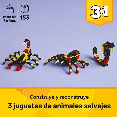 Miniatura 2 de LEGO Creator 31159 - Juguete de araña sorprendente de animales salvajes 3 en 1, juguete de construcción con 3 opciones de construcción, araña