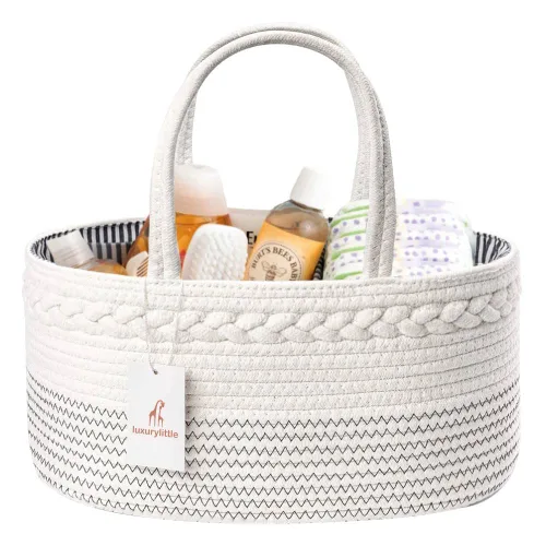 Organizador de pañales de bebé pequeño de lujo – Cubo de almacenamiento para niños y niñas – Bolsa grande y organizador de vehículo con inserciones