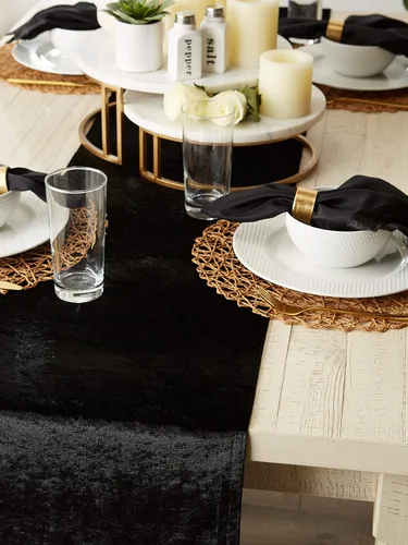 Miniatura 7 de DII Velvet Collection de mesa, camino de mesa, 14x72 pulgadas, negro