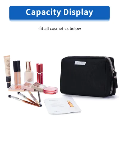 Miniatura 5 de Neceser de maquillaje para viaje, mini bolso de cosméticos para mujeres y niñas, Negro), NW5018
