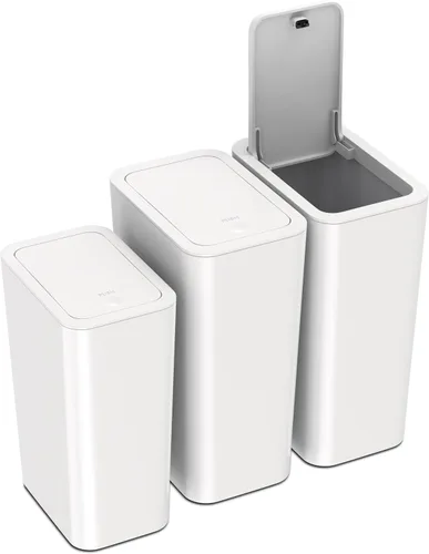 Miniatura 14 de N. NETDOT Paquete de 3 cubos de basura pequeños de 3 galones con tapa, cubo de basura para baño con tapa desplegable, cesta de basura para baño