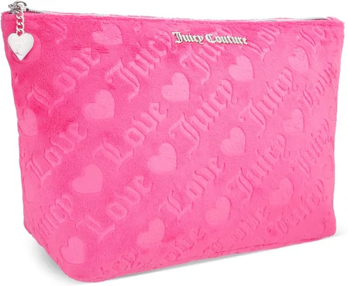 Miniatura 2 de Juicy Couture Bolsa de maquillaje negra Organizador de cosméticos Esenciales de viaje con cremallera superior cuña terciopelo corazón amor
