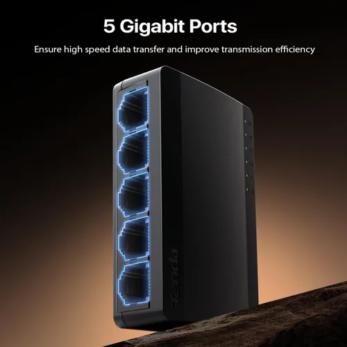 Miniatura 4 de Tenda Conmutador Ethernet Gigabit no administrado de 5 puertos, divisor Ethernet, concentrador de red, 5 puertos de 10/100/1000Mbps, Plug & Play