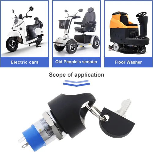 Miniatura 2 de Interruptor de arranque de encendido con 2 teclas, 3 posiciones, encendido y apagado, interruptor de encendido Controles para movilidad, scooter