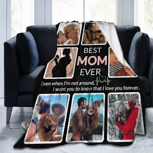 Miniatura 24 de Manta personalizada con collage de fotos, para hermana, amiga, madre, padre, familia, mascotas, parejas, en Navidad, cumpleaños, aniversario, regalo