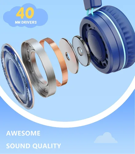 Miniatura 3 de Bywulanda Auriculares USB Tipo C Mejorados para Niños para la Escuela, Volumen Seguro Limitado de 94dB, Sonido Estéreo HD, Auriculares Plegables