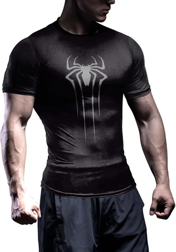 Miniatura 2 de Camisa de compresión para hombre, manga corta, camiseta casual y deportiva, camiseta atlética para fitness