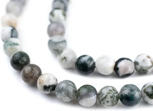 Miniatura 159 de The Bead Chest Cuentas de Jade Blanco Mate Redondas (8mm): Piedra Preciosa Orgánica Redonda Esférica de Energía con Poder de Sanación para Hacer
