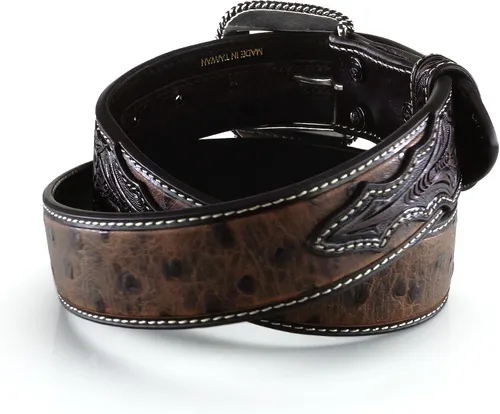 Miniatura 2 de ARIAT Cinturón de cuero con estampado de avestruz para hombre