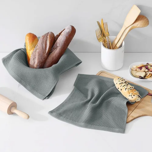 Miniatura 514 de Kitinjoy - Paños de cocina de 100 % algodón, tela de tejido gofrado, paño de limpieza ultrasuave, absorbente y de secado rápido. Beige