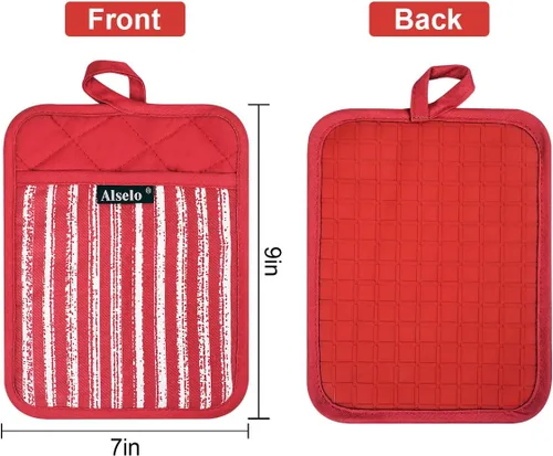 Miniatura 2 de Alselo Juego de 3 agarraderas de silicona resistentes al calor y antideslizantes, almohadillas calientes profesionales para horno con bolsillos