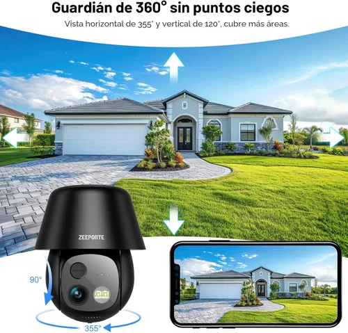 Miniatura 3 de Cámaras de seguridad solar inalámbricas para exteriores, cámaras WiFi de 2K con panorámica/inclinación 360°, alimentación solar/batería