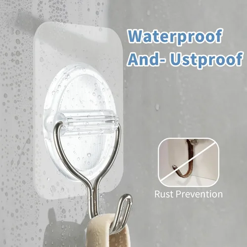 Miniatura 3 de Ganchos adhesivos de pared sin daños, ganchos adhesivos para colgar, paquete de 10 – acero inoxidable transparente de 11.0 lbs resistente