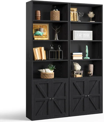 Miniatura 13 de oneinmil Estantería y Librero de 71.5" de Altura, 6 Niveles de Estanterías de Madera con Puertas de Armario, Estanterías de Piso y Gabinetes
