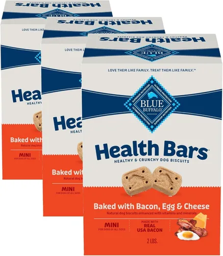 Miniatura 16 de Blue Buffalo Health Bars - Galletas crujientes de tocino, huevo y queso para perros, horneadas al horno con tocino real e ingredientes naturales