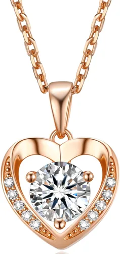 Miniatura 50 de MomentWish Collar de corazón para mujer, moissanita, diamante de imitación, plata de ley 925