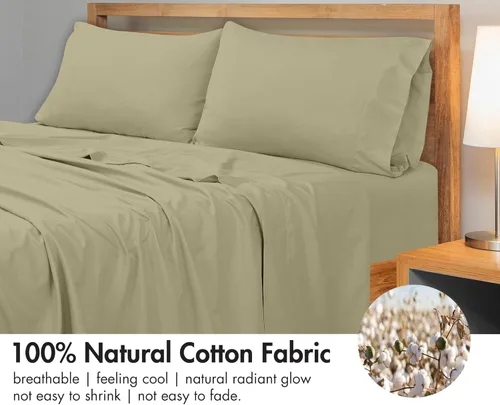Miniatura 4 de Royale Linens Sábana Plana de Algodón Peinado de Fibra Larga 100% de 300 Hilos - Súper Suave - Sábanas Superiores - Sábana Plana King Se Vende Por