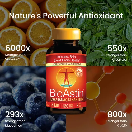 Miniatura 4 de Nutrex Hawaii BioAstin Astaxantina hawaiana - 4 mg, 120 cápsulas blandas - Suplemento antioxidante premium Farm-Direct para apoyar la salud