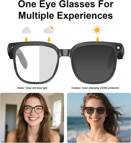 Miniatura 11 de Lentes inteligentes AI con cámara, video HD 4K y captura de fotos, traducción en tiempo real, gafas de grabación con asistente de IA, reconocimiento