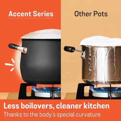 Miniatura 3 de Meyer Olla mediana de acero inoxidable de 6.5 cuartos de galón, olla de inducción, apta para lavavajillas, apta para horno, negro mate con asas