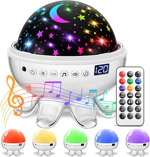 Máquina de sonido para bebé, proyector de luz nocturna para bebé, 30 sonidos relajantes, máquina de ruido blanco para dormir, 31 colores | 4