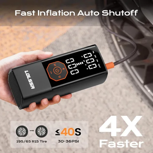 Miniatura 4 de Inflador de neumáticos, compresor de aire portátil, bomba de aire para neumáticos de automóvil, eléctrica, inalámbrica, 180 PS para automóvil