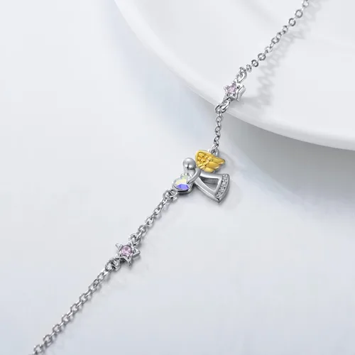 Miniatura 3 de AOBOCO Pulsera de plata de ley con ángel guardián, regalos de cumpleaños para niñas